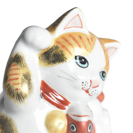 KUTANI JAPANESE LUCKY CAT(MANEKI NEKO) GOLD-COLORED CALICO