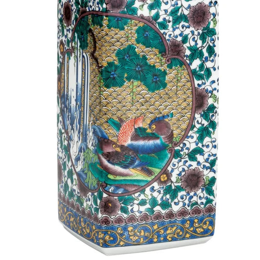JAPANESE KUTANI PORCELAIN VASE – KO-KUTANI FLORAL AND BIRD DESIGN