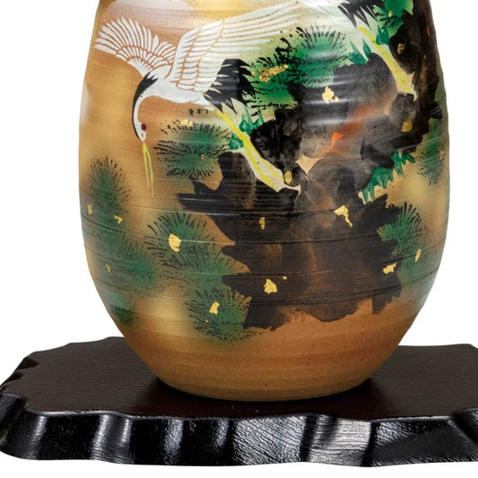 JAPANESE FLOWER VASE KUTANI CRANE AMONG PINES