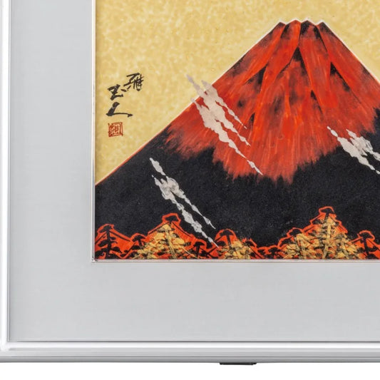 KUTANI WARE CERAMIC PLAQUE KINSAI FUJI/ MASATO YASHIKI