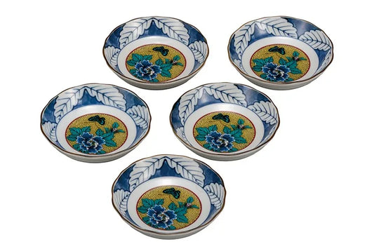 KUTANI JAPANNESE PLATE SET YOSHIDAYA BOTAN