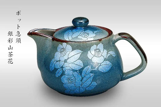 KUTANI WARE TEAPOT GINSAI CAMELLIA