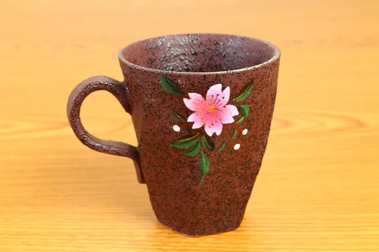 KUTANI WARE ROUGH-HEWN MUG CUP - HANA KASUMI SAKURA/ BIZAN KILN