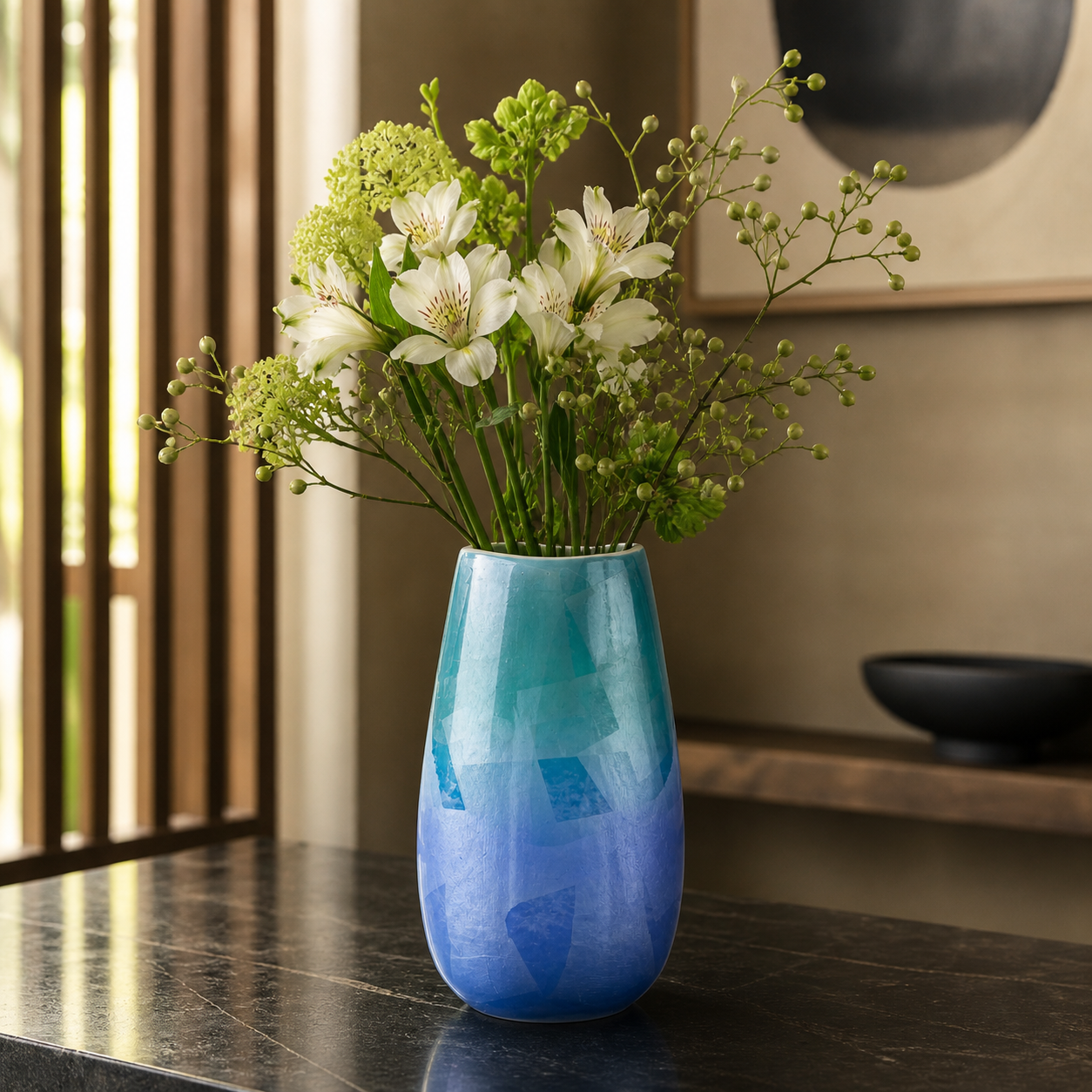 JAPANESE KUTANI FLOWER VASE – GINSAI SILVER OVERLAY DESIGN