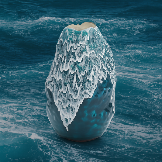 JAPANESE KUTANI PORCELAIN FLOWER VASE – “SAZAMEKU” INDIGO BLUE BY SAORI YAMAURA