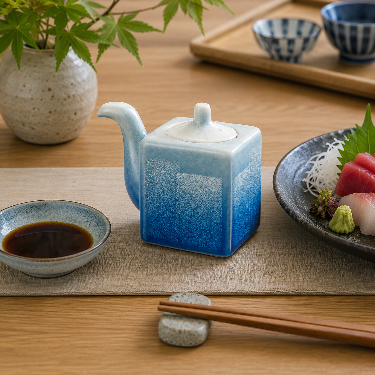 KUTANI WARE SOY SAUCE DISPENSER GINSAI DESIGN