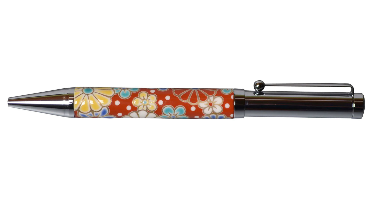 KUTANI WARE BALLPOINT PEN PLUM CHRYSANTHEMUM (UMEKIKU DESIGN) BP-05 SEIKOU KLIN, JAPANESE CERAMIC PEN