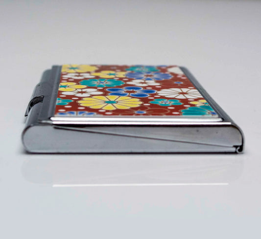 KUTANI JAPANESE CARD CASE PLUM AND CHRYSANTHEMUM /SEIKOU KLIN