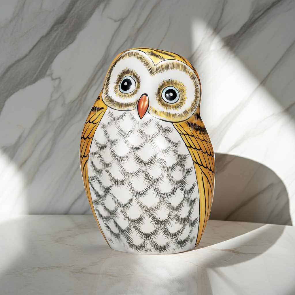 JAPANESE OWL FIGURINE KUTANI GOLD GILDING