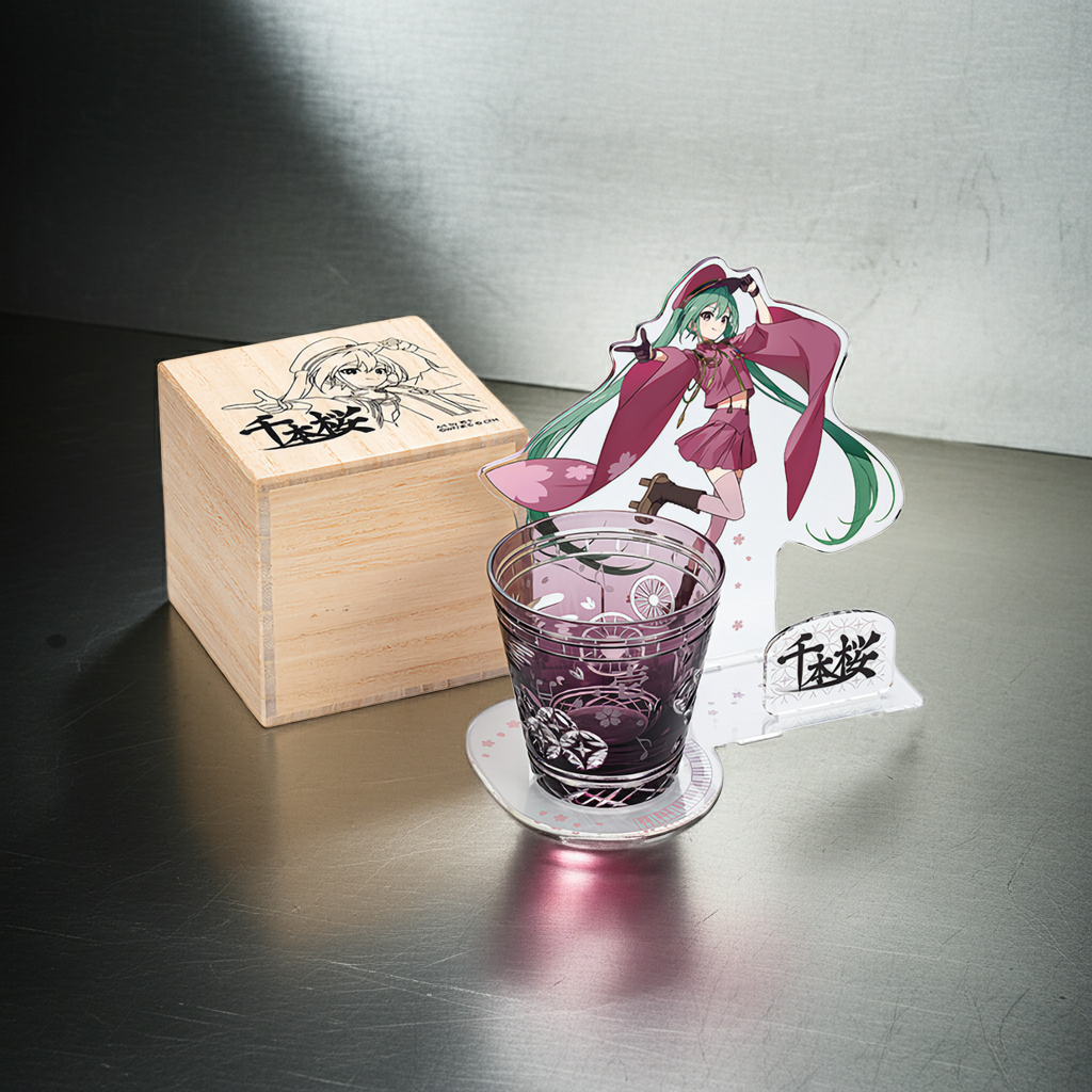 HATSUNE MIKU EDO KIRIKO GLASS – SENBONZAKURA LIMITED EDITION JAPANESE CUT GLASS