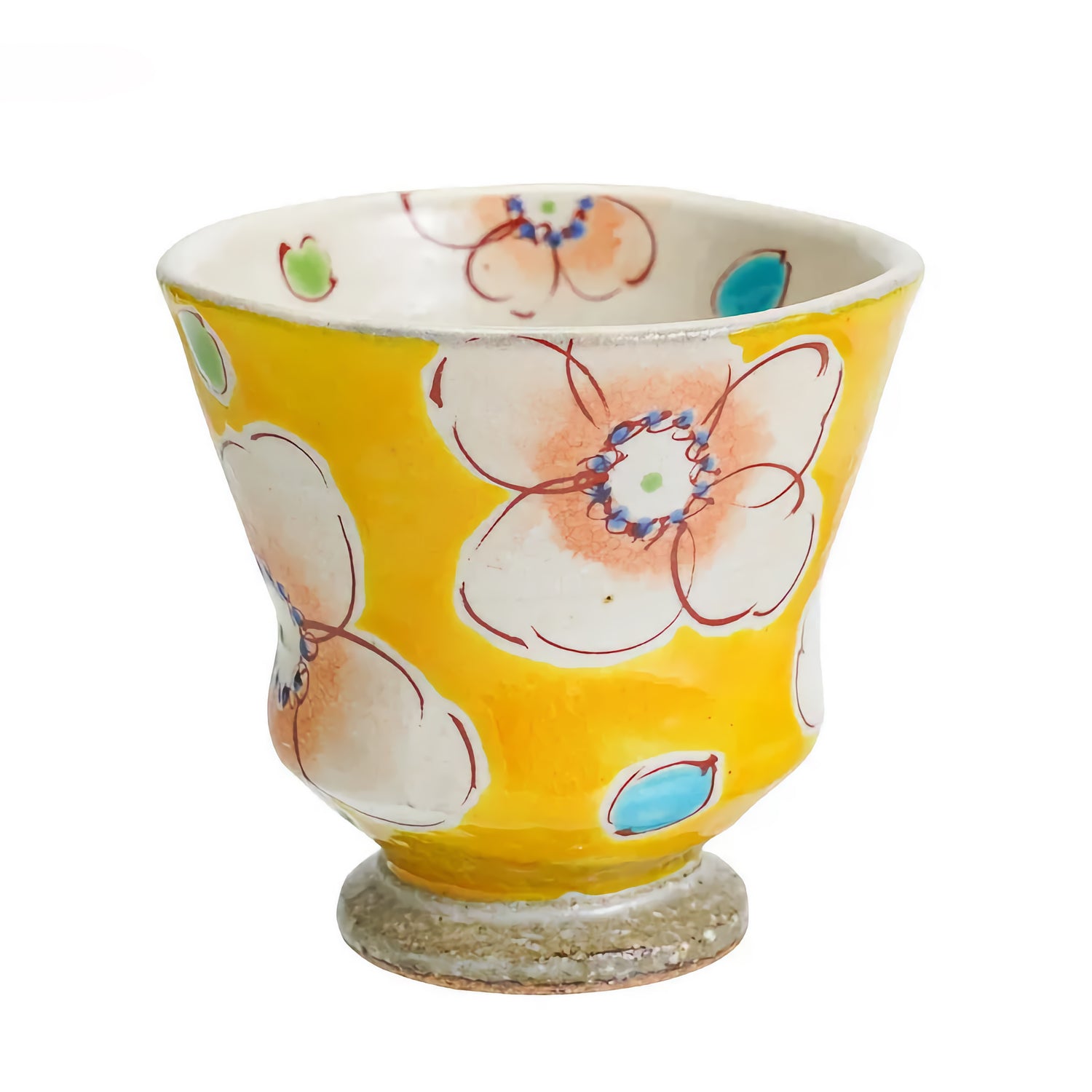 KUTANI JAPANESE YUNOMI YELLOW BLOOM ULALA/KOKUZOU KLIN