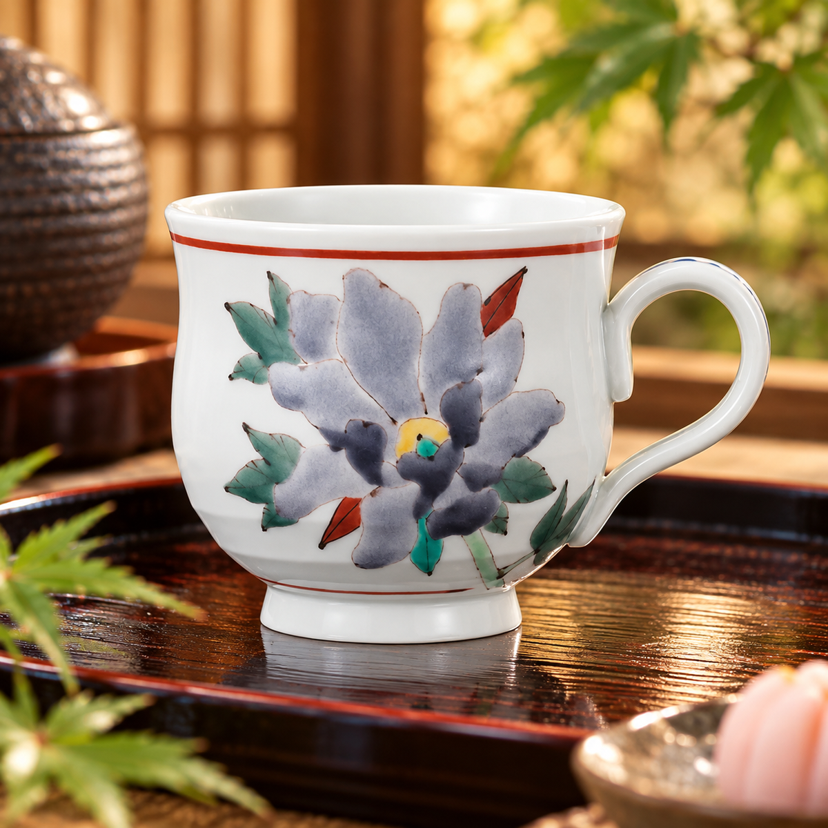 KUTANI WARE MUG CUP PEONY / TAISHI KILN