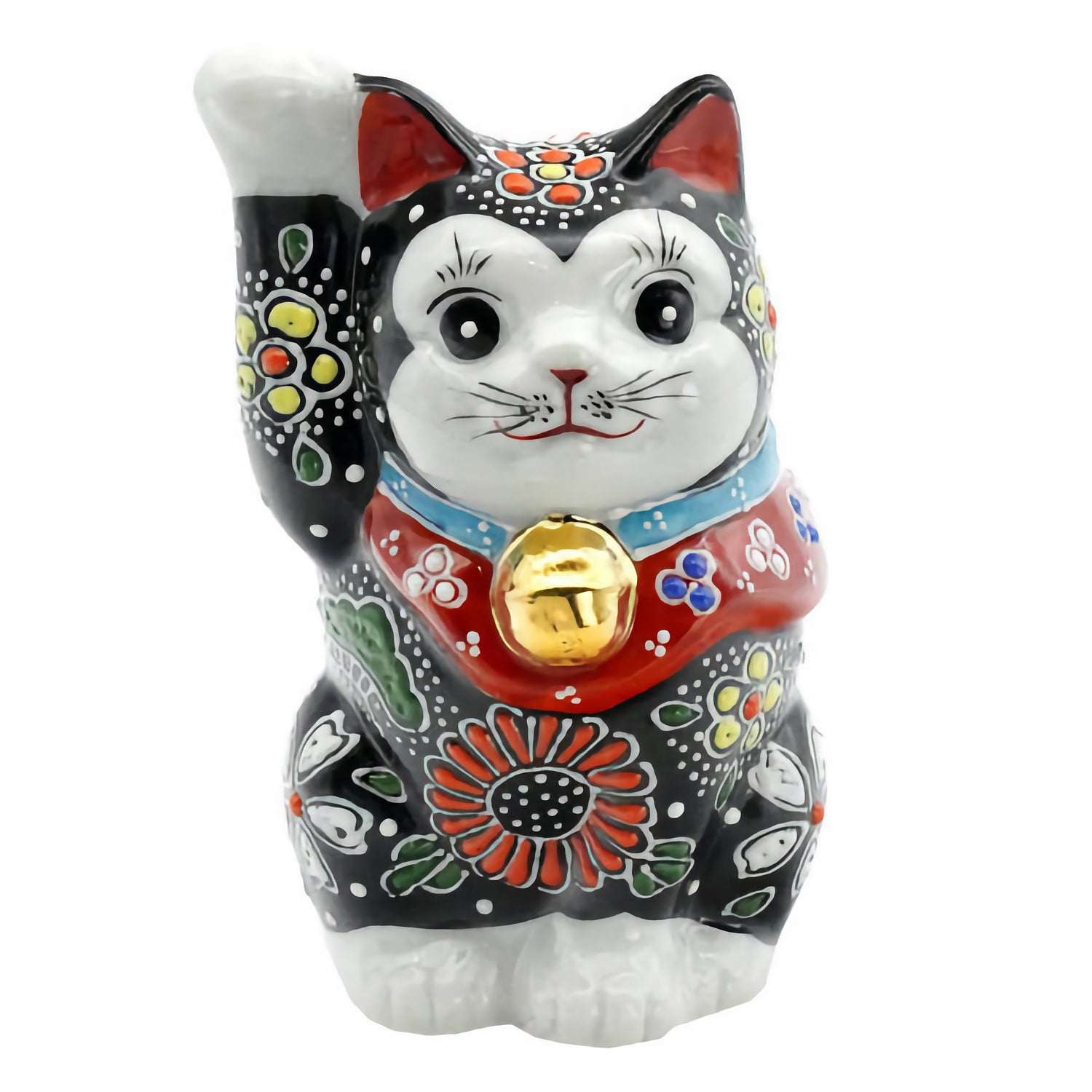 KUTANI JAPANESE LUCKY CAT(MANEKI NEKO) BLACK MORI