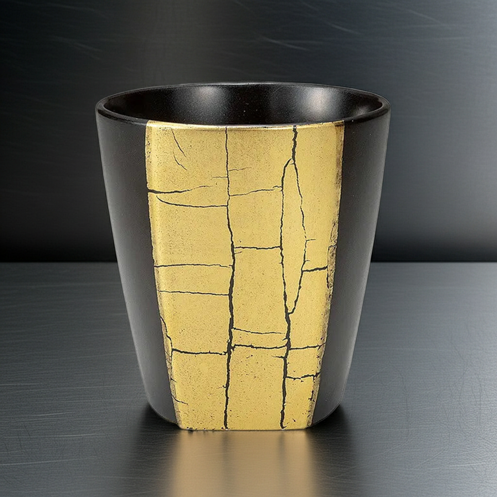 JAPANESE KUTANI PORCELAIN SHOCHU CUP – GOLD LEAF DECORATION