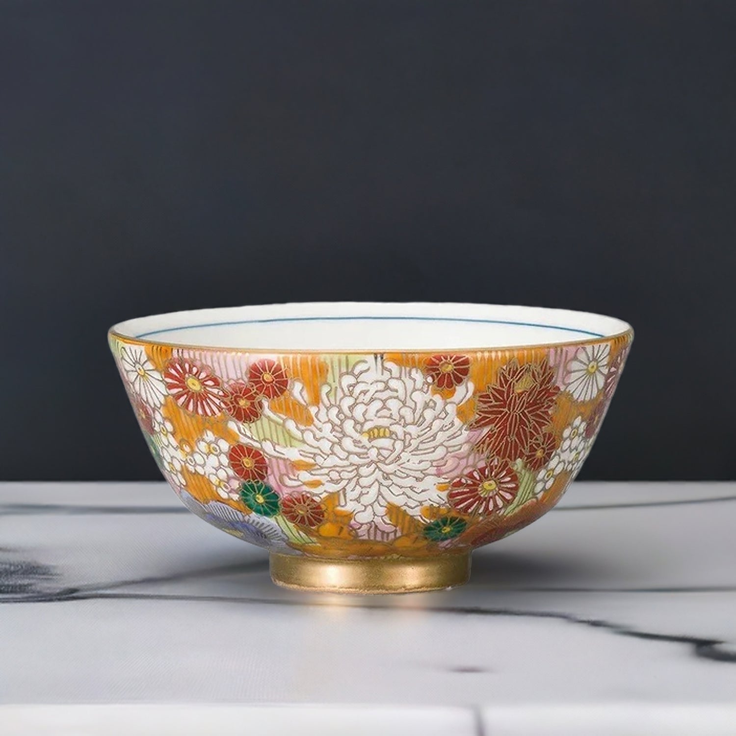 JAPANESE RICE BOWL KUTANI KIN-HANZUME DESIGN