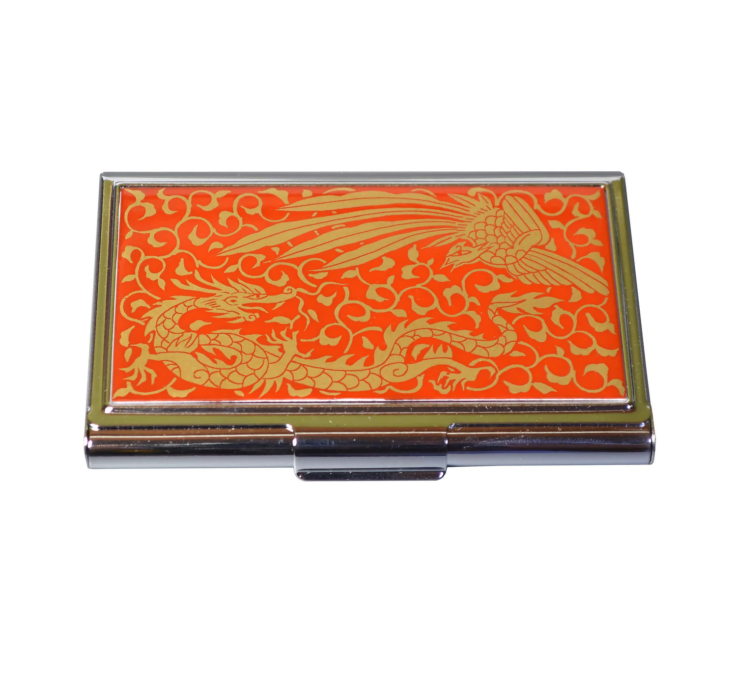 KUTANI JAPANESE CARD CASE GOLD BROCADE DRAGON AND PHOENIX /SEIKOU KLIN