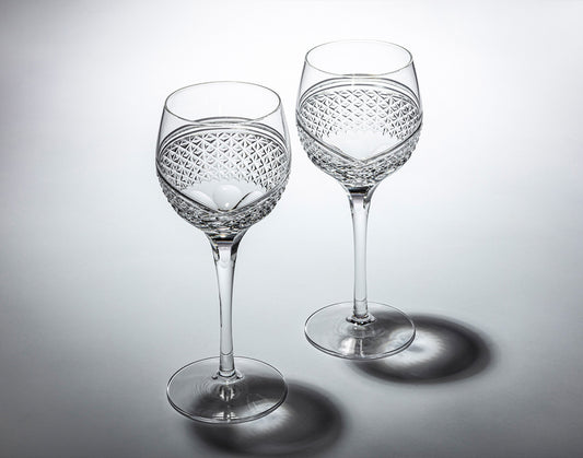 EDO KIRIKO PAIR OF WINE GLASSES HAGOROMO