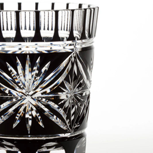 EDI KIRIKO KENBISHI STAR PATTERN OLD-FASHIONED GLASS - BLACK