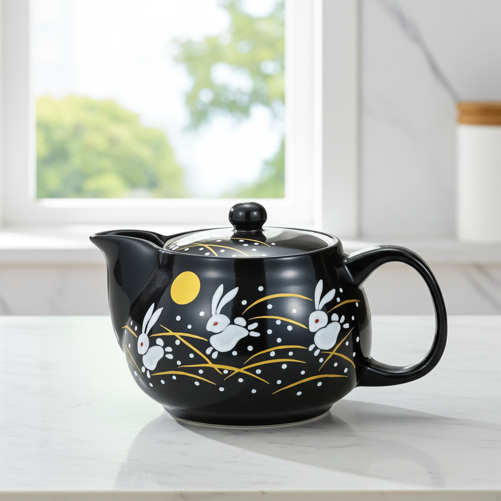 KUTANI JAPANESE TEA POT HANE USAGI (WITH NETTED DESIGN)