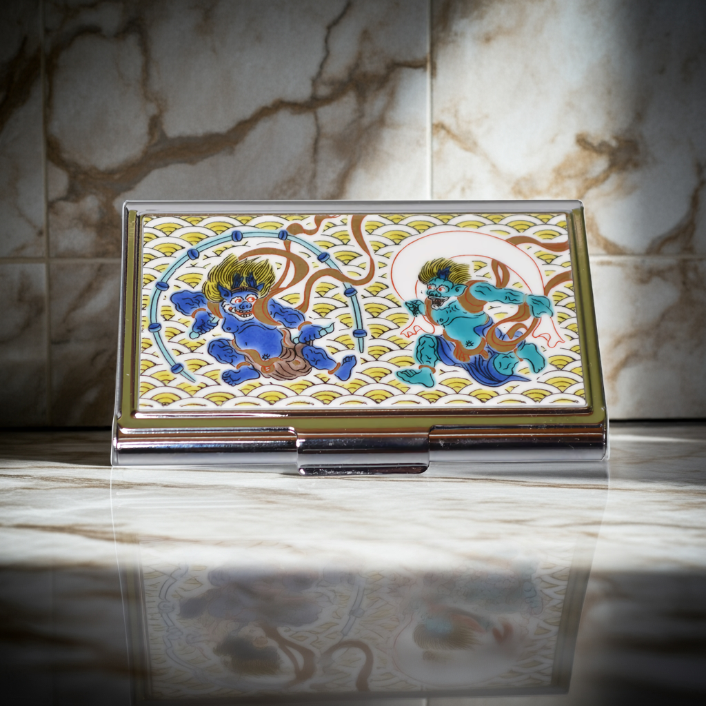 KUTANI JAPANESE CARD CASE WIND GOD AND THUNDER GOD /SEIKOU KLIN