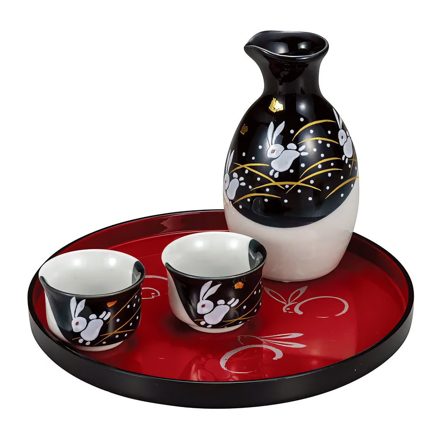 KUTANI JAPANESE SAKE SET HANE USAGI (WITH TRAY)