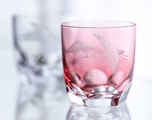 Whiskey Glass “Crane & Mt. Fuji”