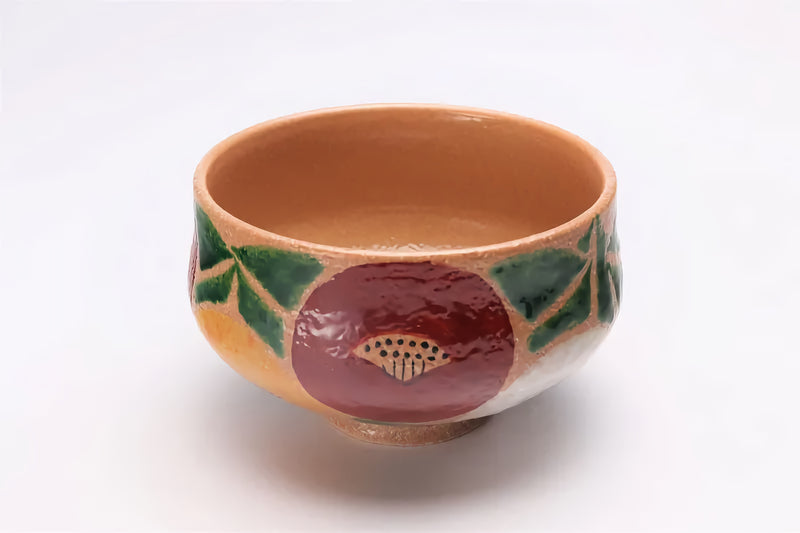 JAPANESE ARITA NISHIKI ROSANJIN CAMELLIA MATCHA BOWL (WITH WOODEN BOX)