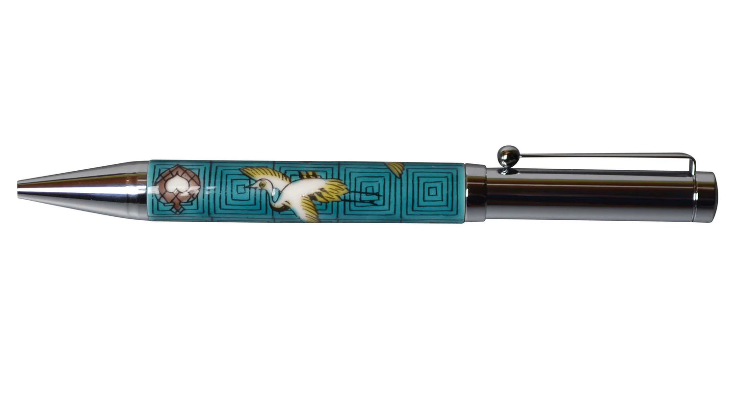 KUTANI WARE BALLPOINT PEN CRANE (TSURU DESIGN) BP-06 /SEIKOU KLIN, JAPANESE CERAMIC PEN