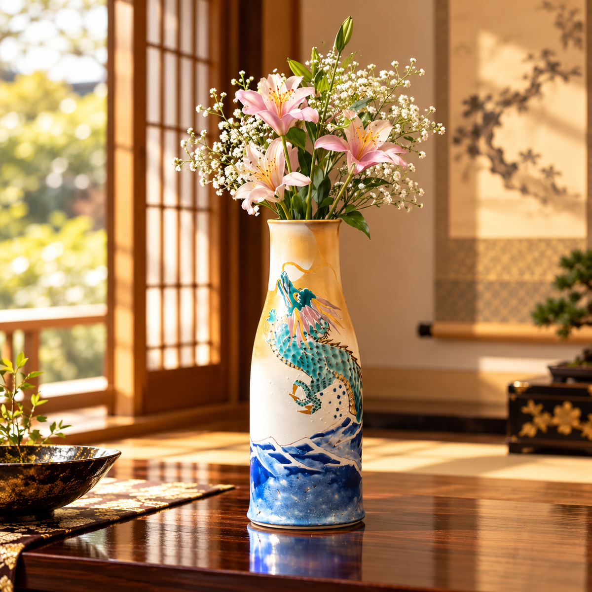 KUTANI WARE VASE – “SHORYU” (SOARING DRAGON) / TOSHIFUMI TAKA