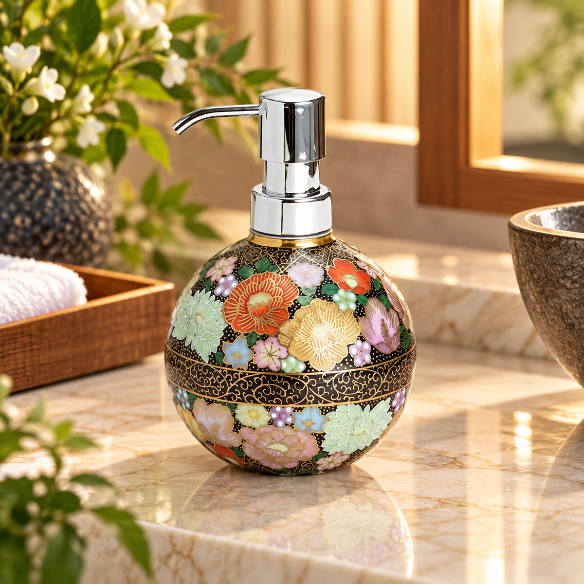 KUTANI WARE SOAP BOTTLE HANAZUME / TAISHI KILN