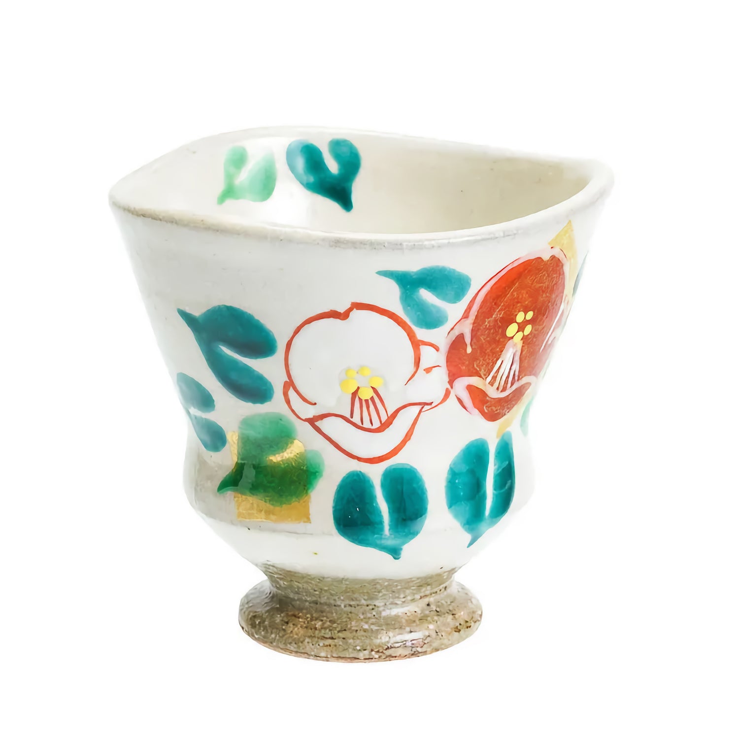 KUTANI JAPANESE YUNOMI GOLD LEAF CAMELLIA/KOKUZOU KLIN