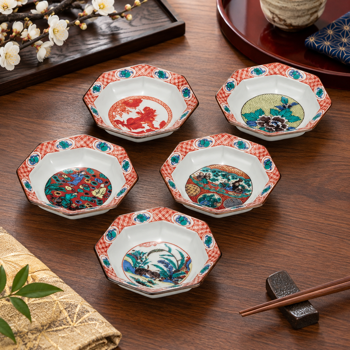 KUTANI WARE PLATE SET ERA DESIGN