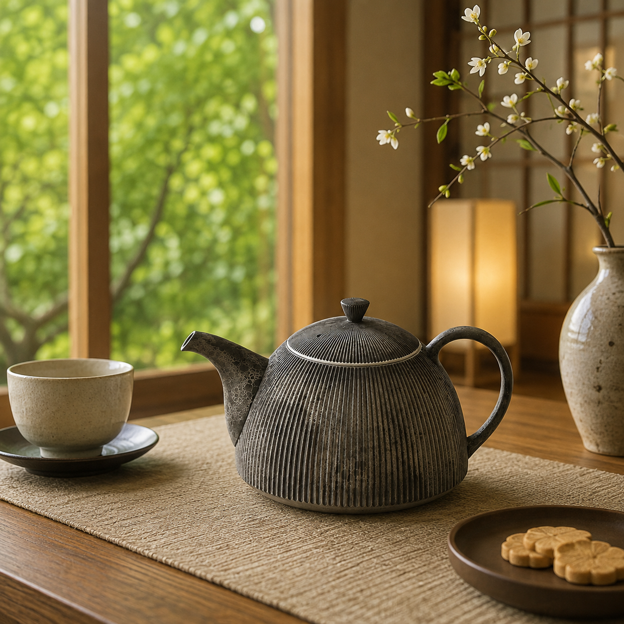 ARITA WARE JAPANESE MOONSURFACE SHINOGI TEAPOT / RISO KILN