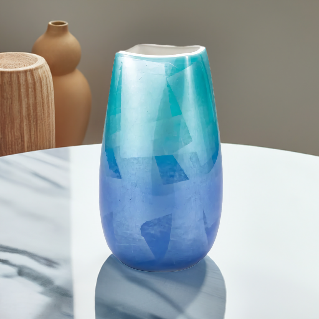 JAPANESE KUTANI FLOWER VASE – GINSAI SILVER OVERLAY DESIGN