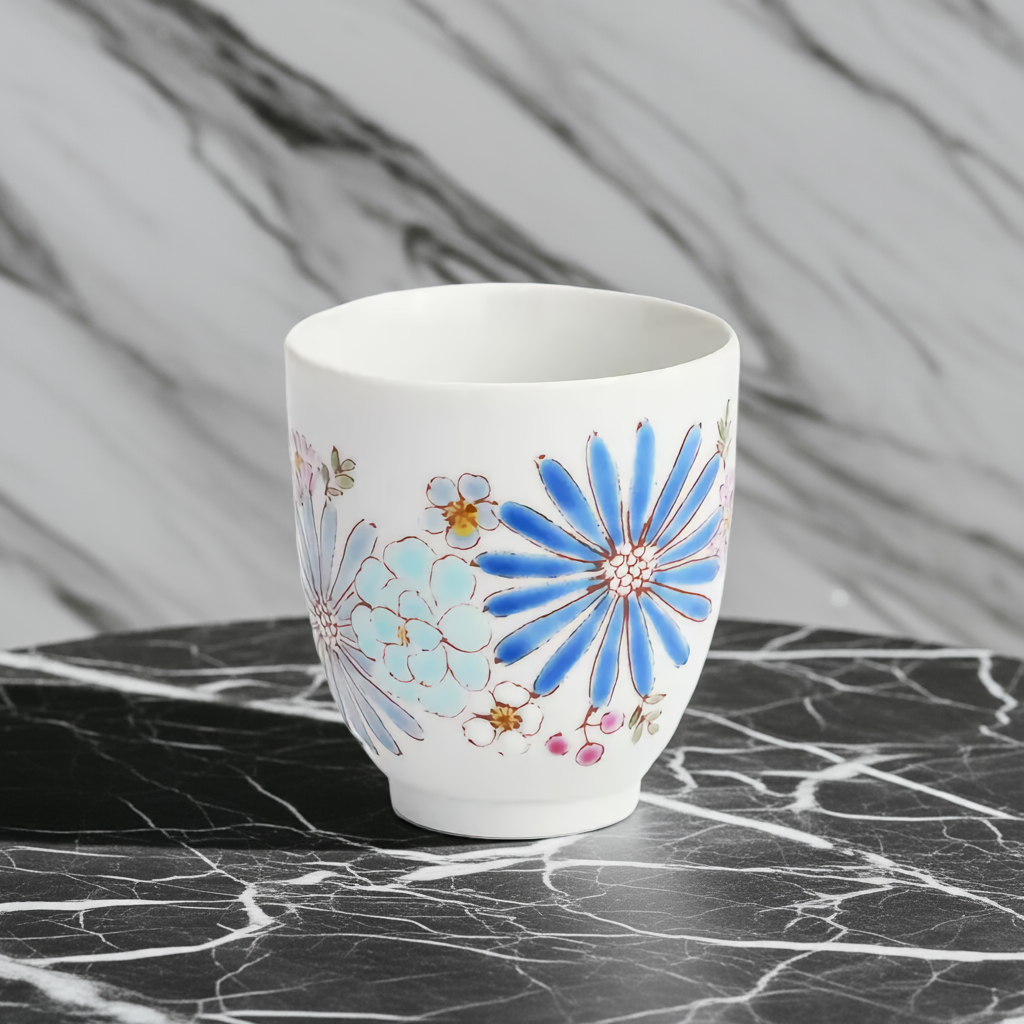 YUNOMI JAPAN KUTANI FLOWER BLUE/ IROEKUTANI YUU