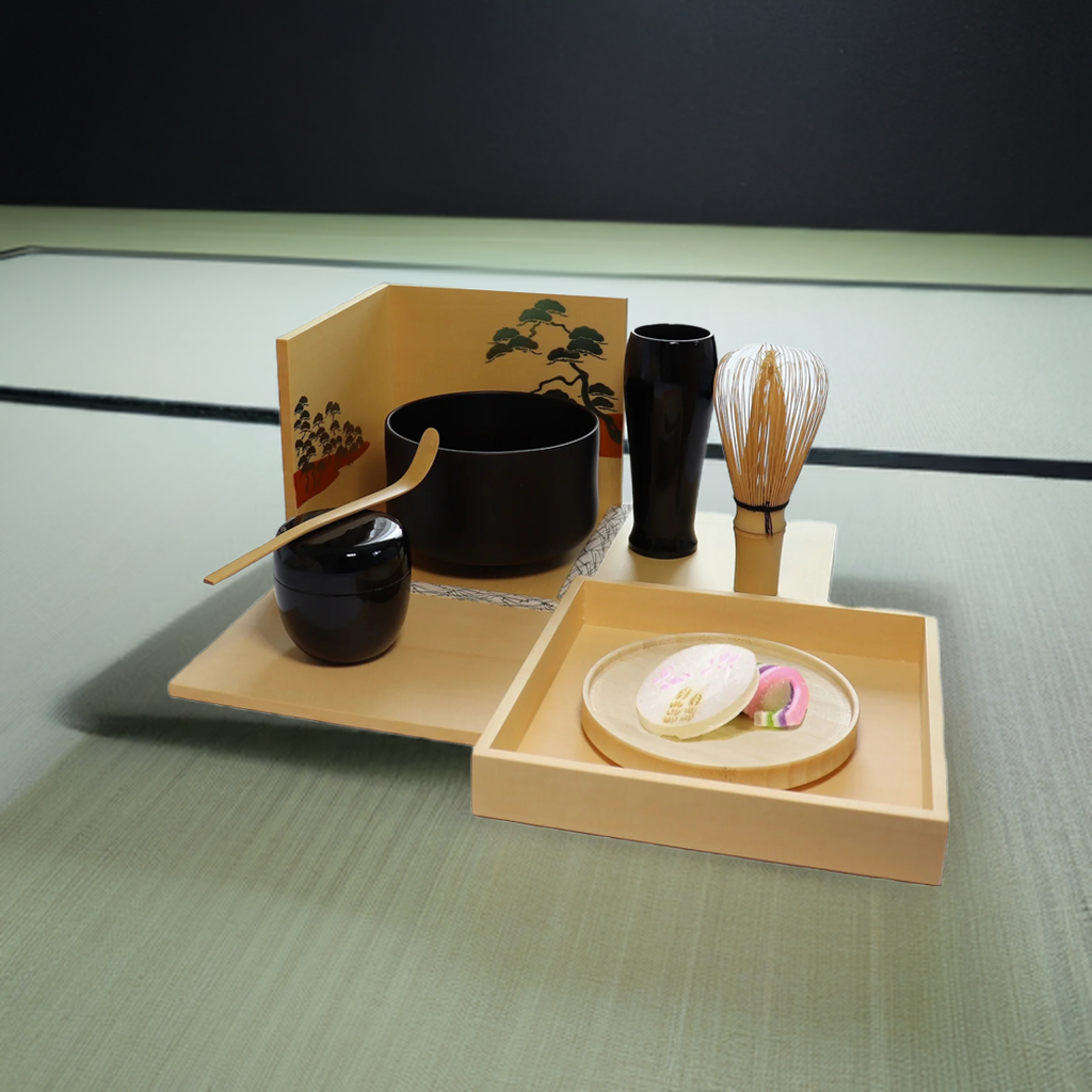 YAMANAKA LACQUERWARE TEA CEREMONY BOX - WHITE WOOD (NATURAL) PINE, JAPANESE TEA STORAGE