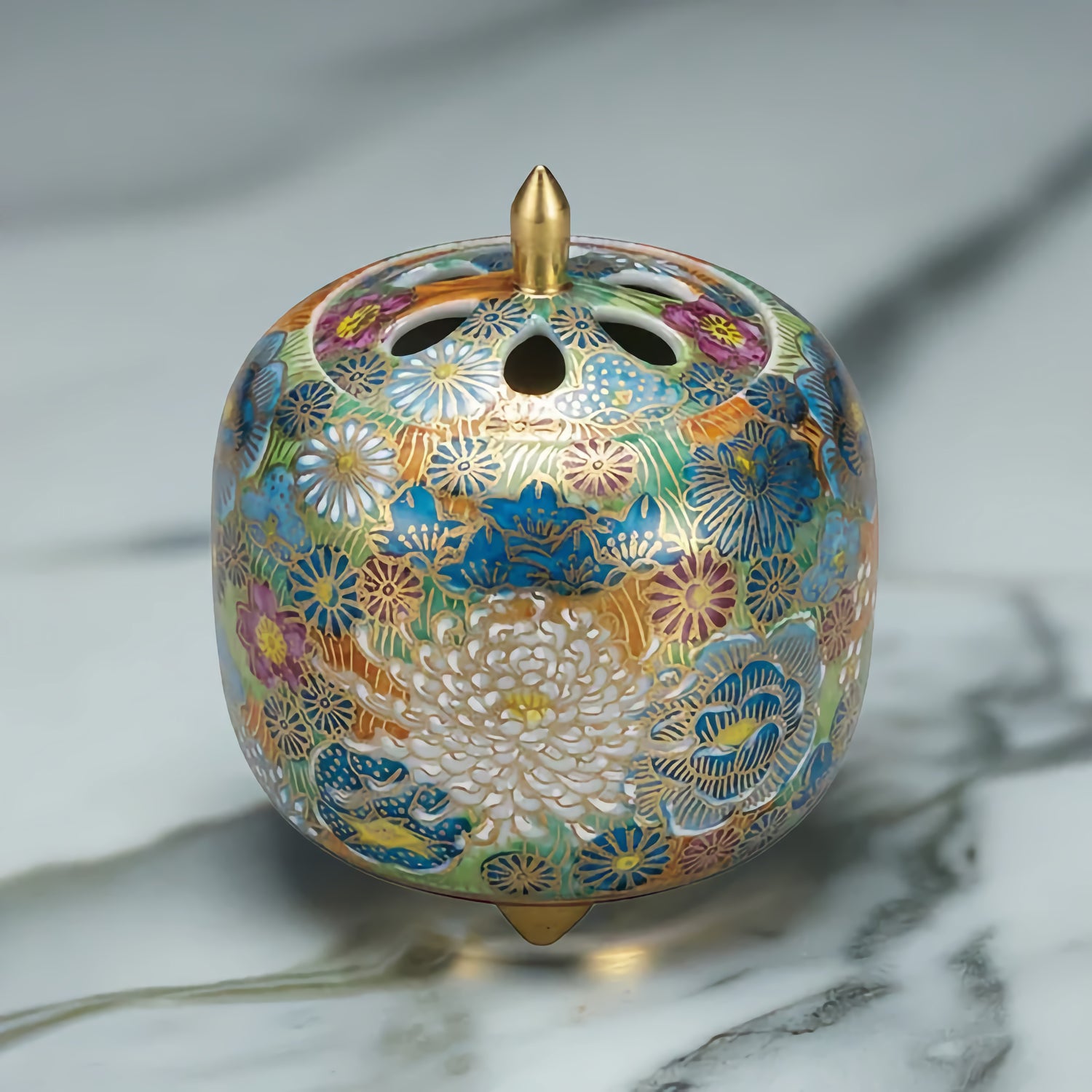 JAPANESE INCENSE BURNER KUTANI KIN HANAZUME