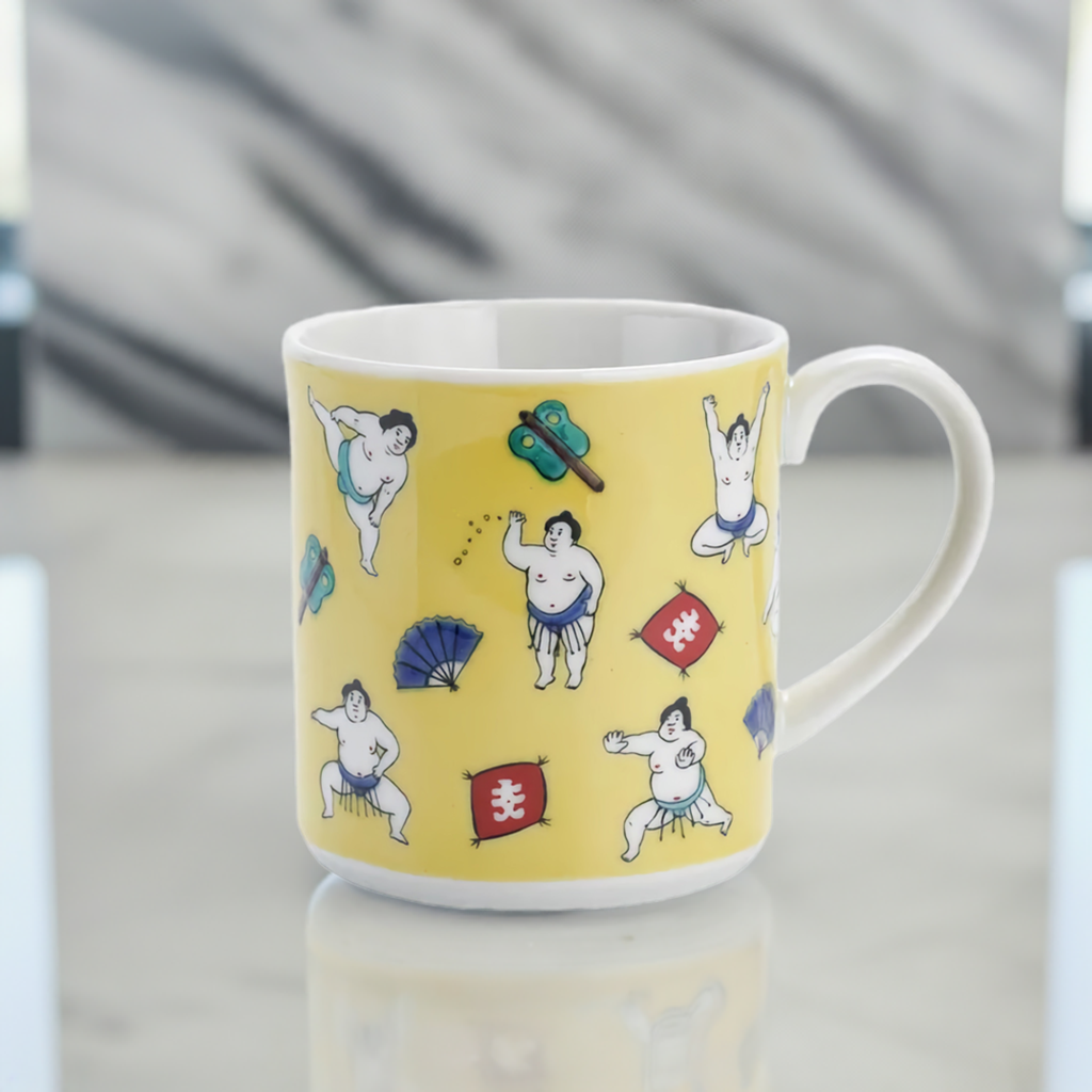 KUTANI WARE MUG – HAND-PAINTED ‘SUMO WRESTLER’ DESIGN BY SEIKO KILN