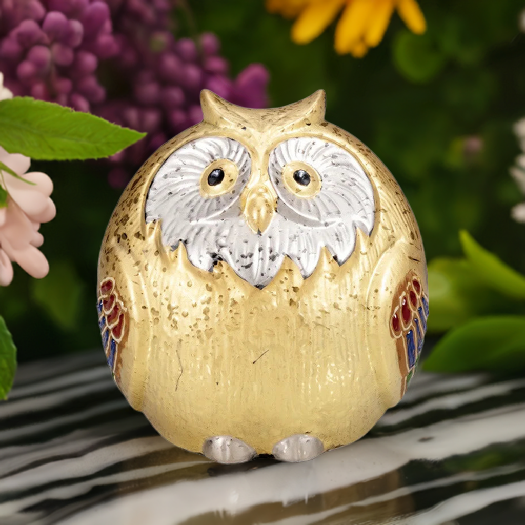 JAPANESE OWL FIGURINE KUTANI GOLD