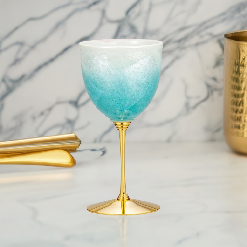 KUTANI WARE WINE CUP GINSAI SKY BLUE