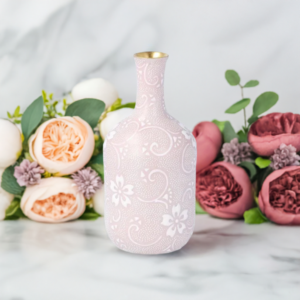 KUTANI WARE WHITE GLAZE CHERRY BLOSSOM - KARAKUSA MON DESIGN, SHIROCHIBU, KINGYOKU NAKADA, JAPANESE CERAMIC PLATE