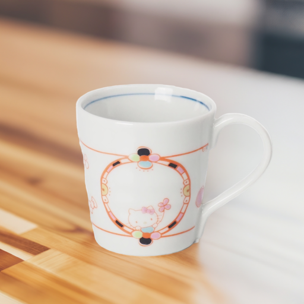 KUTANI WARE HELLO KITTY MUG CUP 250ML – JAPANESE PORCELAIN FLOWER BALLOONS DESIGN