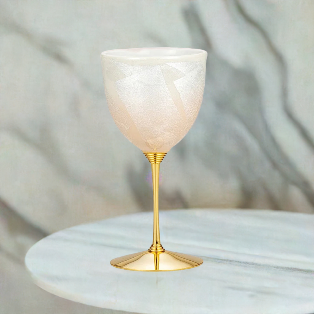 JAPANESE WINE GLASS KUTANI GINSAI ORANGE