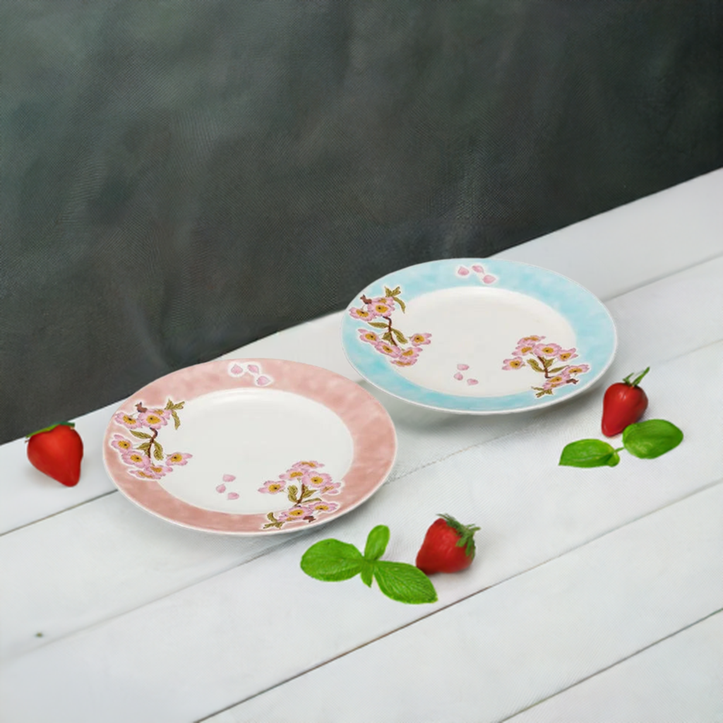 KUTANI WARE PAIR PLATE IROSAKURA