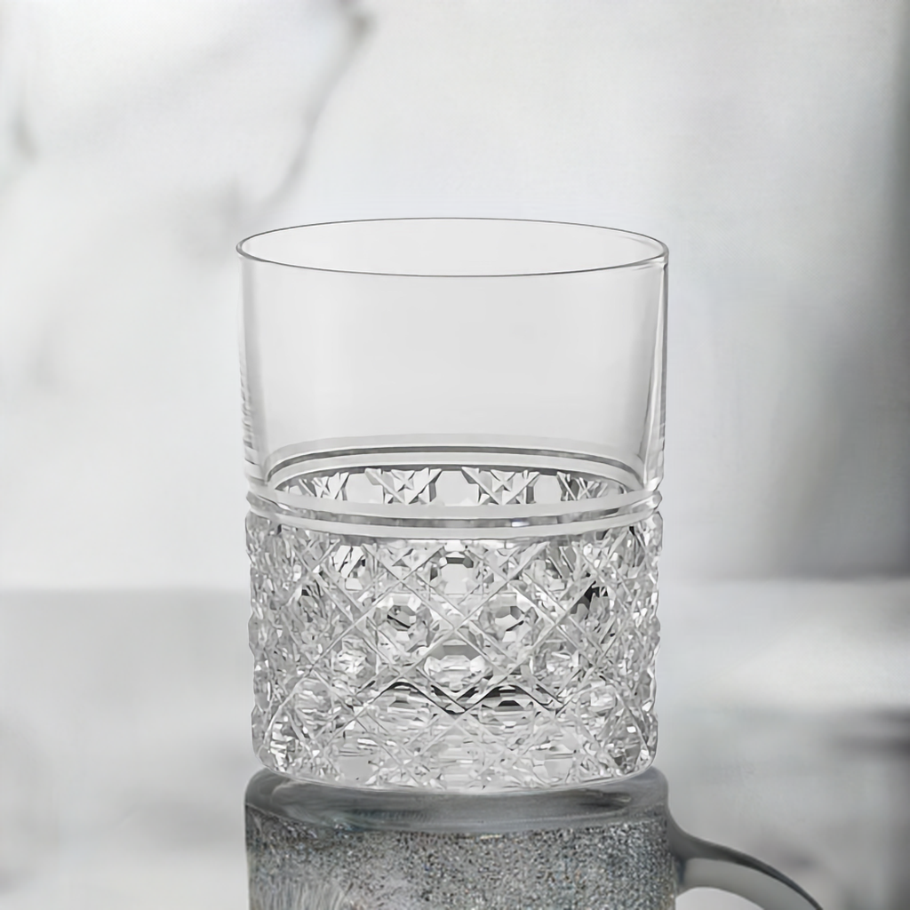 WHISKEY GLASS EDO KIRIKO “OCTAGONAL BASKET WEAVE”