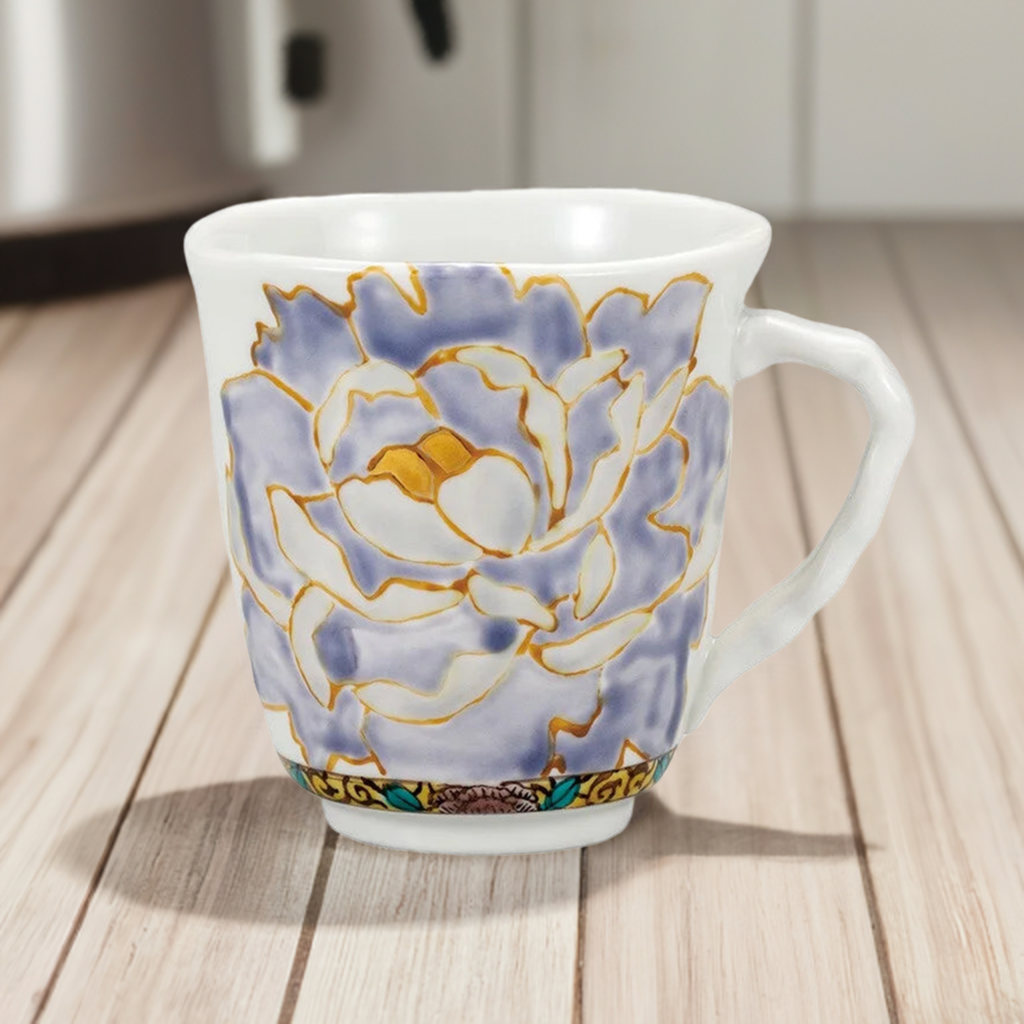KUTANI WARE MUG PURPLE BOTAN /TSUYOSHI SATOU