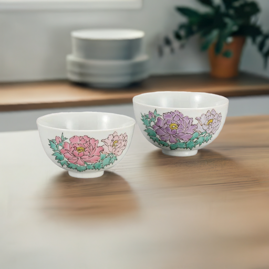 KUTANI WARE SET OF RICE BOWLS (BOTAN) / TOMOKO NITTA