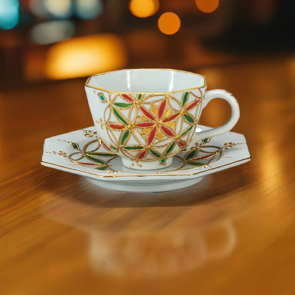 KUTANI WARE CUP & SAUCER(HANABOU)//SHIHO AIKAWA