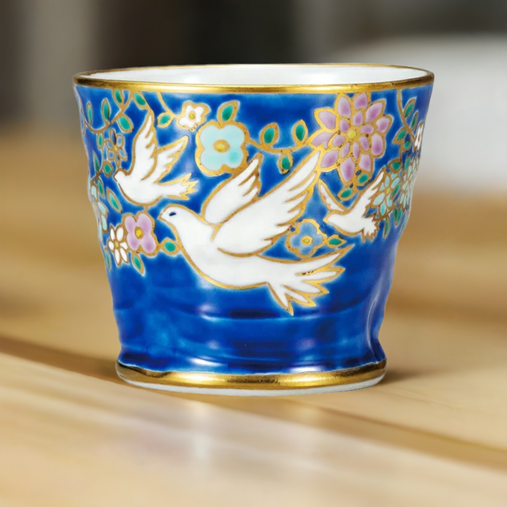 BIZAN KLIN KUTANI JAPANESE MUG CUP WHITE DOVE
