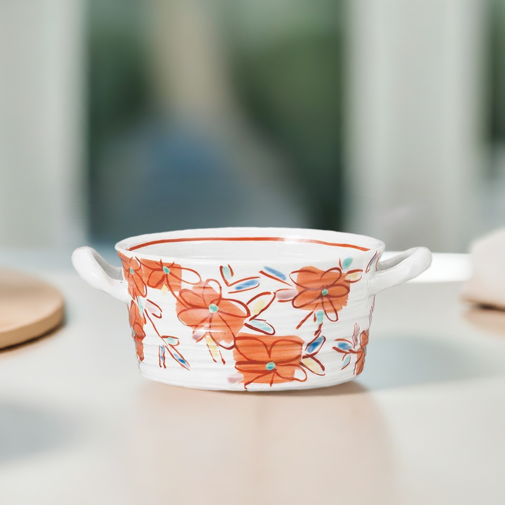 KUTANI WARE SOUP CUP RED FLORET